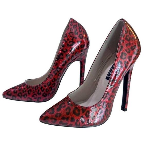 Devious by Pleaser Sexy-20 Red Glitter Heels - Picture 2 of 6